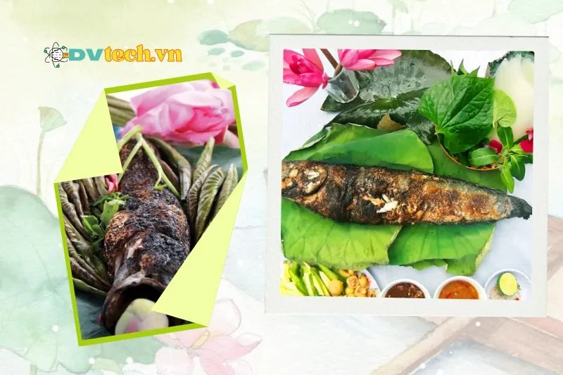 Cá lóc nướng cuốn lá sen